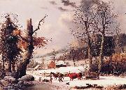George Henry Durrie Gathering Wood for Winter oil on canvas